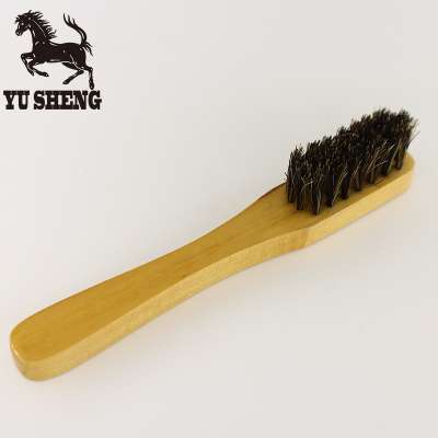 Factory made convenient black horsehair wooden handle shoe brush