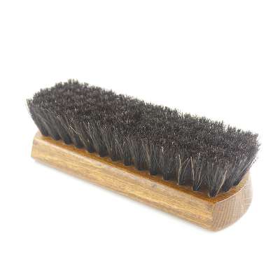 Portable black horsehair brushes wooden square shoe polish brush